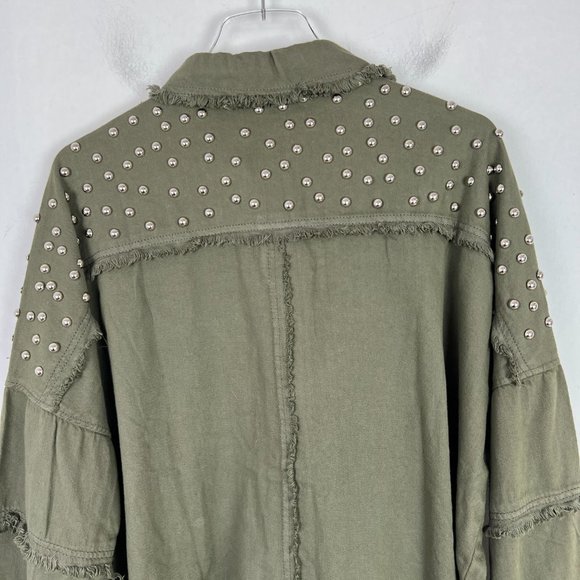 NWT Elan Studded Cotton Demi Jacket Olive Green Lightweight Size Medium M N2193 - Picture 13 of 16